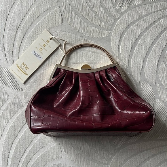 Madison West Handbags - NWT Burgundy Crocodile-Embossed Bag